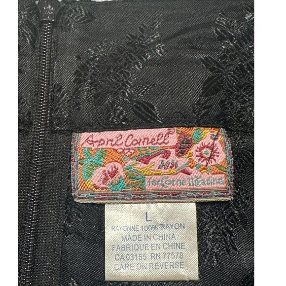 April Cornell X‎ Vintage Sz L Black Soiree Midi Skirt Floral Rayon Jacquard 90s - Picture 3 of 9